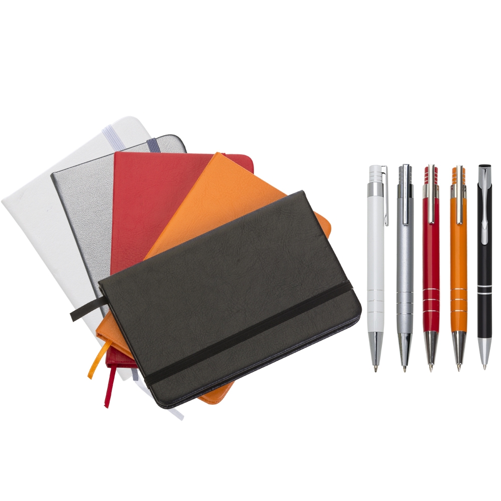 Conjunto Caneta e Caderneta tipo Moleskine